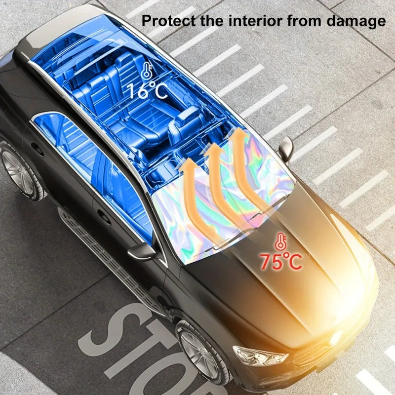 Solarveil Faltbarer Auto-Sonnenschutz | Hitzeschutz mit Lasereffekt | UV-Blocker für die Windschutzscheibe | Reflektierend & Kompakt