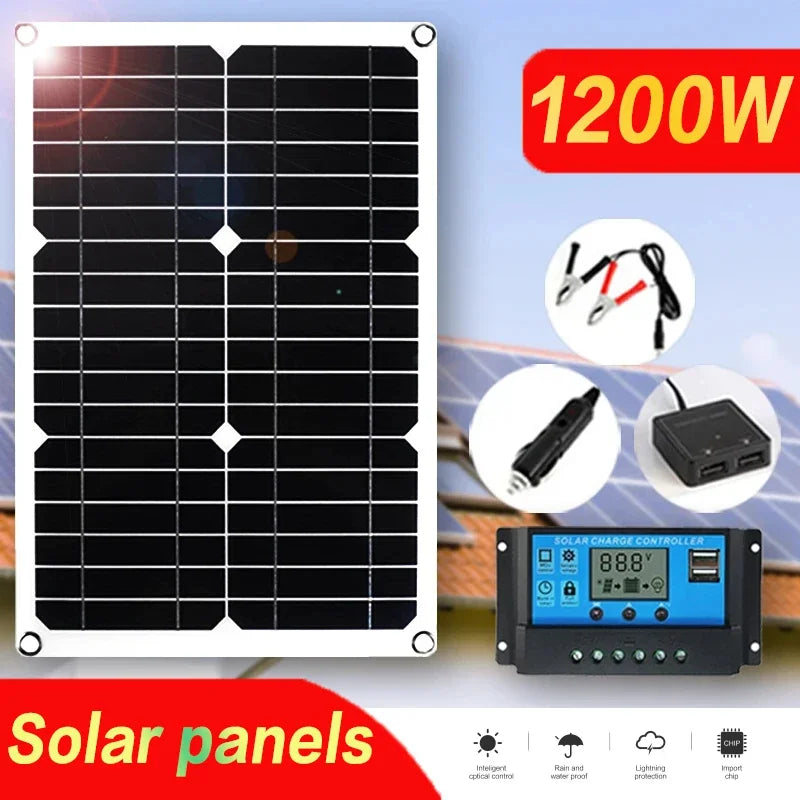 SolaVibe Solarpanel 1200W | Flexibles 12V Ladepanel | 2x USB & 100A Laderegler | Outdoor Camping
