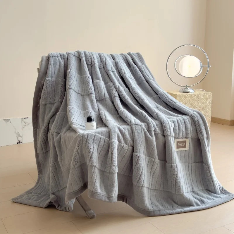 Veluvina Jacquard-Decke | Doppelseitige Yunxi-Velours Kuscheldecke | Hochwertige Winterdecke aus Coral Fleece | Warm, Weich & Luxuriös für Sofa & Bett