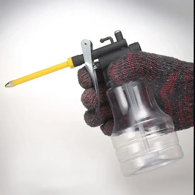 Hochdruck-Ölkanne LuboTech 250 Pro | 250 ml | Transparenter PVC-Behälter | Biegebarer Metallauslauf | Für Maschinen & Werkstatt