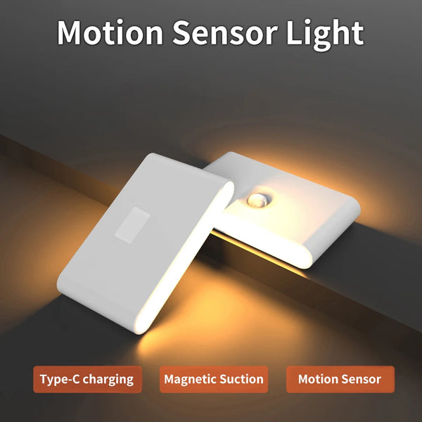 LED Nachtlicht LumoSense | Wiederaufladbares Bewegungsmelder-Licht | Beidseitige Ausleuchtung für Schlafzimmer, Flur & Schrank