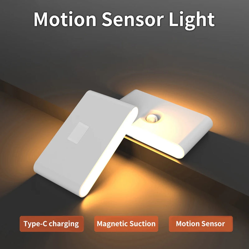 LED Nachtlicht LumoSense | Wiederaufladbares Bewegungsmelder-Licht | Beidseitige Ausleuchtung für Schlafzimmer, Flur & Schrank