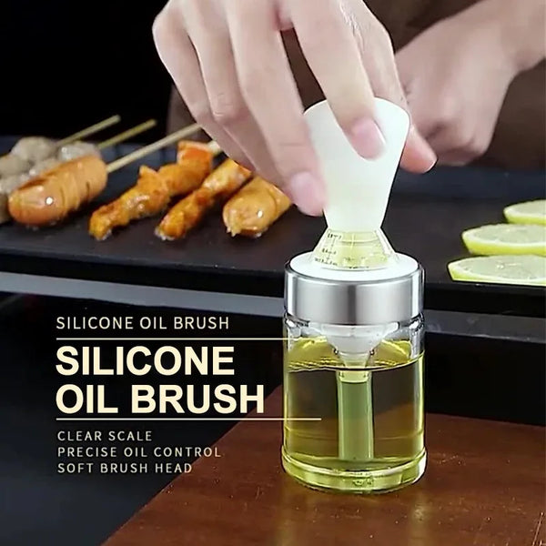 Brush&Pour Silikon-Ölpinsel mit Flasche | Auslaufsicherer Spender für Öl, Marinaden & Honig | 135 ml / 150 ml | Für BBQ & Backen