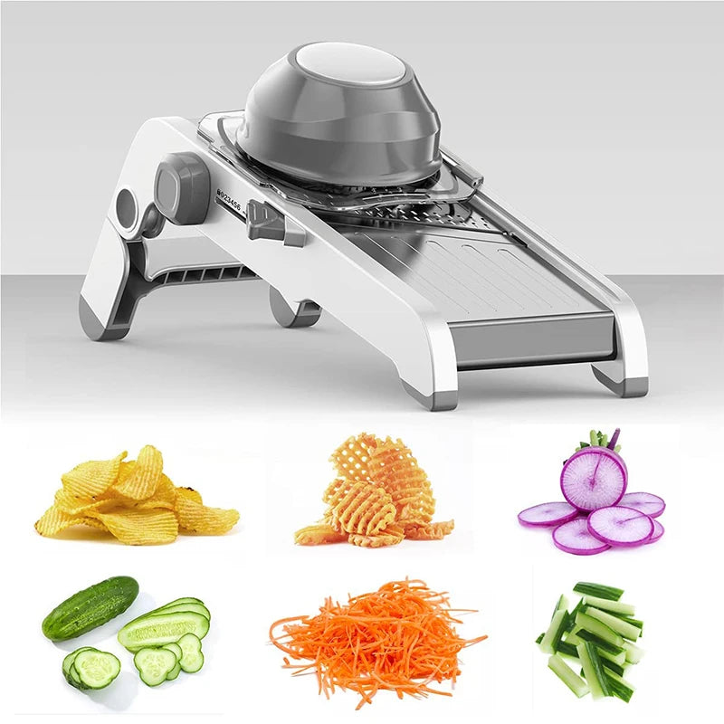 SchnittMeister 18-in-1 Mandoline Gemüsehobel | Verstellbar & Edelstahlklingen | Für Scheiben, Streifen & Julienne | Sicher & Vielseitig