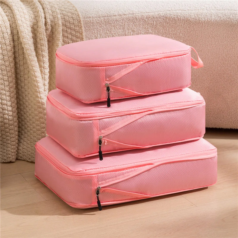 Reise-Organizer Set PackNest 3-in-1 | Komprimierbare & Wasserdichte Gepäcktaschen | Nylon Koffer-Organizer | Tragbar & Leicht