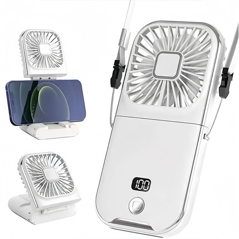 Luftigo Tragbarer USB-Ventilator | Digitalanzeige | Rückwärtslauf & Mehrfach-Windmodi | Kompakt & Wiederaufladbar