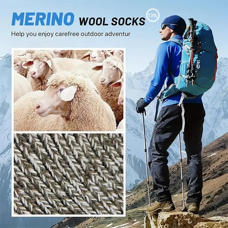 Merino-Wollsocken AlpTherm | 5 Paar | Extra Dick & Wärmend | Für Wandern & Winter | Unisex 38–46