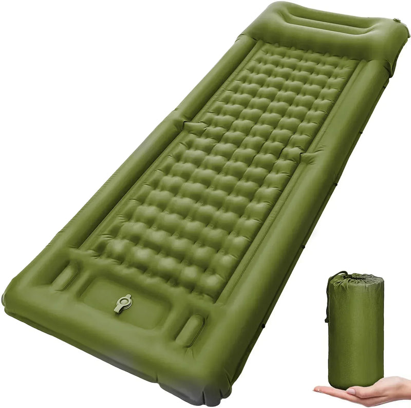 TrekBreeze Camping Isomatte Selbstaufblasend | 12 cm Dick | Mit Fußpumpe & Verbindbar | Ultraleicht & Wasserdicht