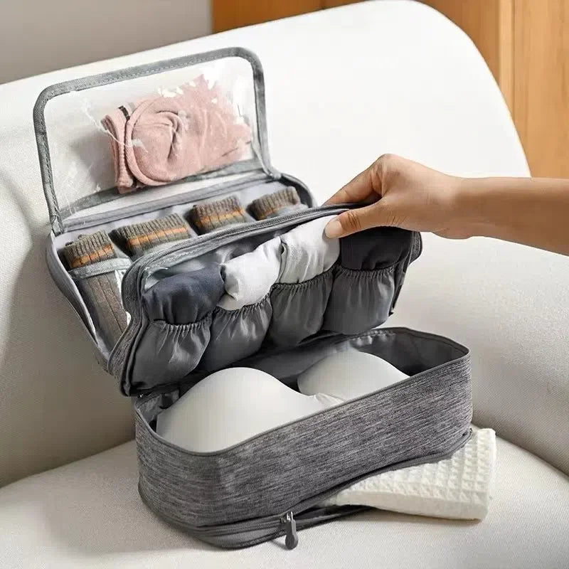 Unterwäsche-Organizer Travinelle | Faltbare Reisetasche mit 3 Fächern | Wasserdicht & Transparent | 30 × 17 × 13 cm