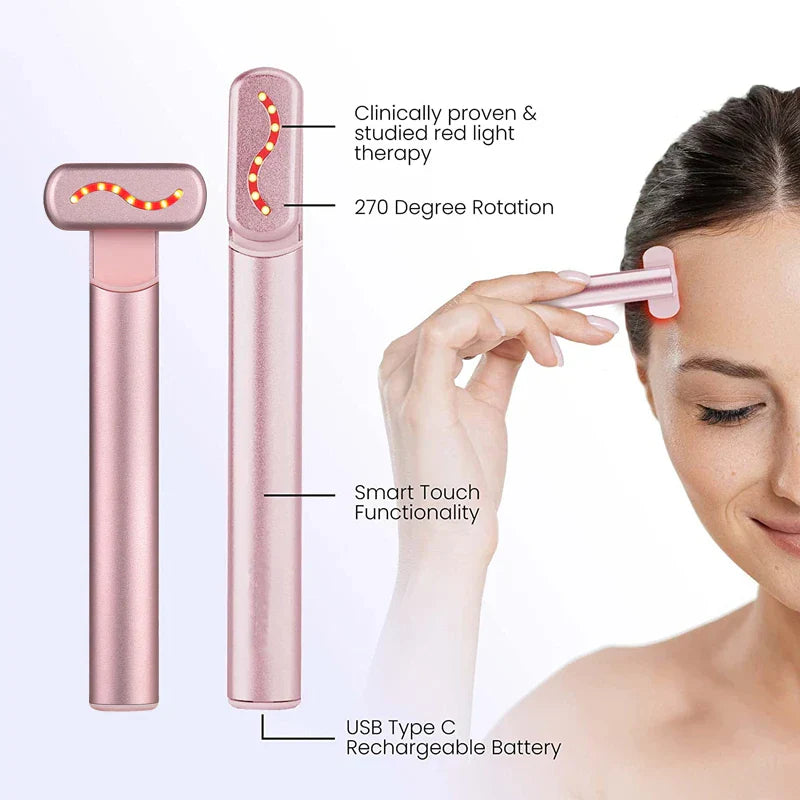 Gesichtswunder LumiVibe | EMS & Rotlicht | Straffende Anti-Aging-Pflege | 270° Drehkopf