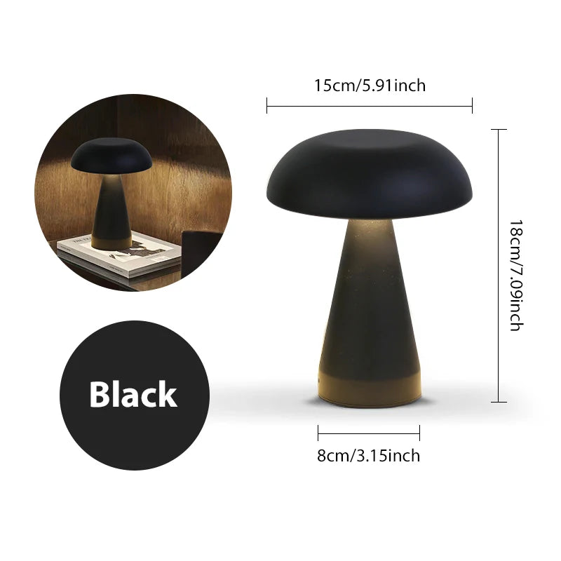 LumoShroom Tischlampe | Retro Pilz-Design | LED & Dimmbar | Wiederaufladbar