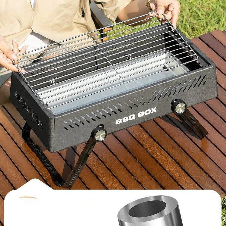 Campverro Tragbarer BBQ-Ofen für Garten & Camping | Multifunktional & Kompakt | Für Outdoor-Kochen ohne Kohle | 47 × 28,5 × 22,5 cm