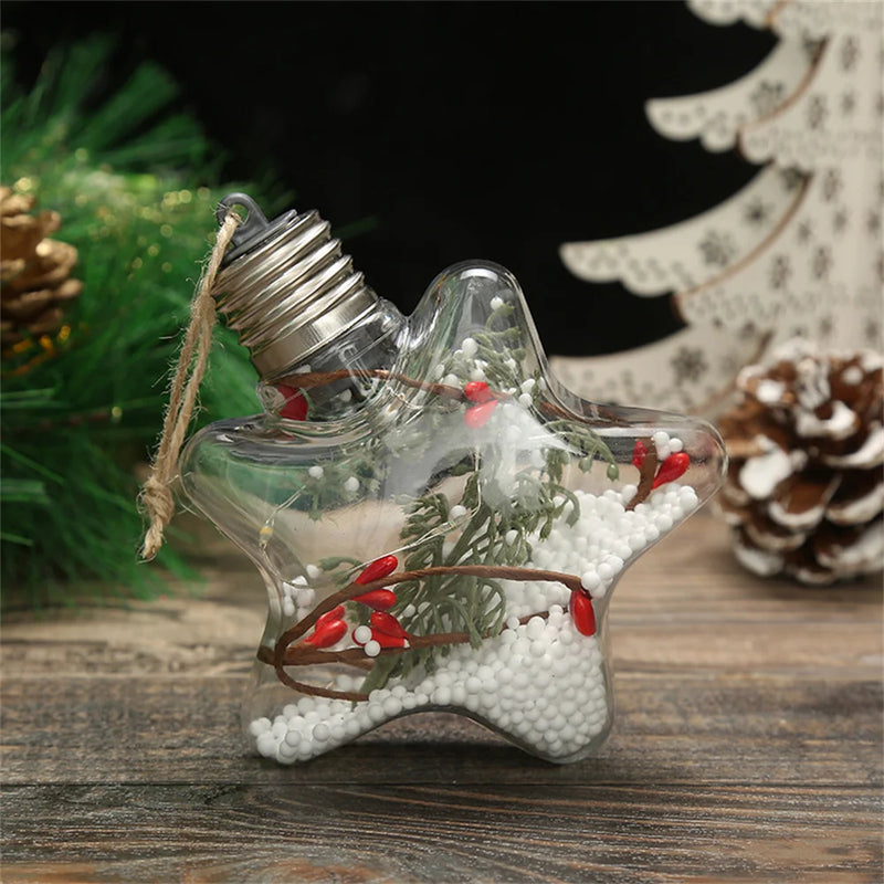 LED Weihnachtsstern Ornament | Transparent | Warmes Leuchten | 10 cm