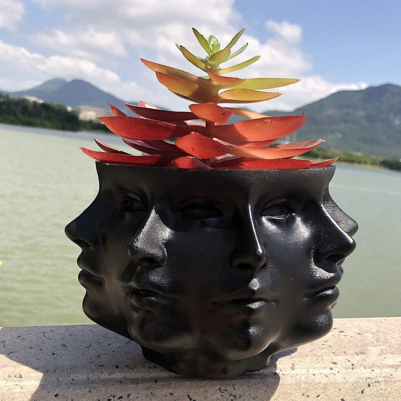 Blumentopf VISAGIO | 3D Gesichtsdesign | Künstlerisches Wohnaccessoire | 12,5 x 10,5 cm | Für Zimmerpflanzen & Deko