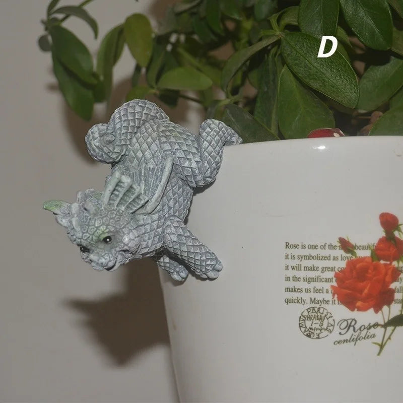 Hängende Drachenfiguren | Wetterfeste Resin-Deko | Für Blumentöpfe & Zuhause