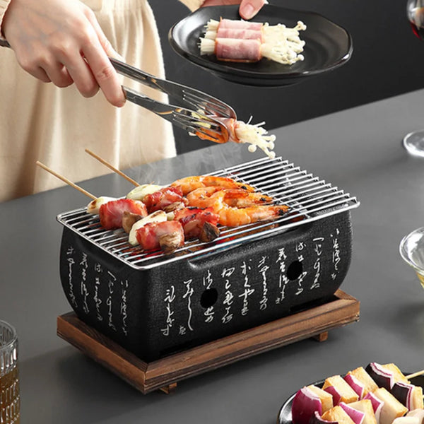 Koarento Tragbarer Holzkohlegrill | Koreanischer Tischgrill für Outdoor & Haushalt | Wiederverwendbar & Kompakt | Ideal für BBQ & Camping