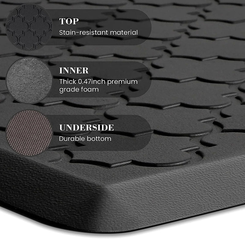 Comfura Küchenmatte Anti-Ermüdung | Gepolsterte Stehmatte mit Memory-Schaum | Rutschfest & Wasserdicht | Komfort Fußmatte für Spüle & Arbeitsplatz