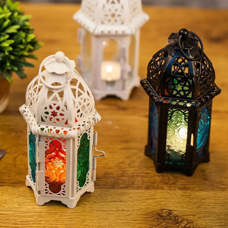 Windlicht Laterne | Orientalisches Design | Eisen & Glas | 17 cm