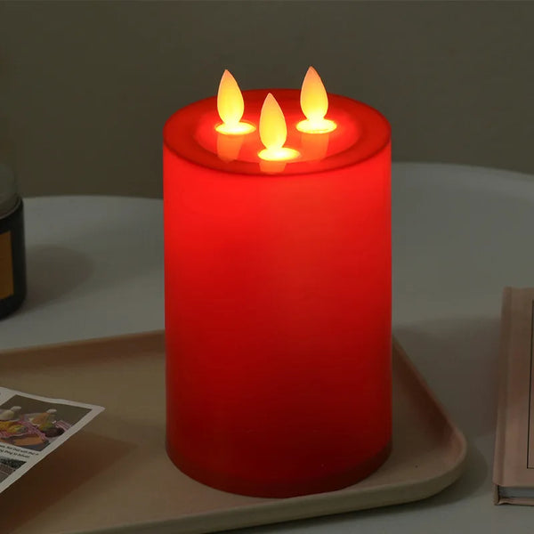 Luminara Trio LED-Stumpenkerze mit 3 Dochten | Flackerndes Kerzenlicht | Rauchfrei & Batteriebetrieben
