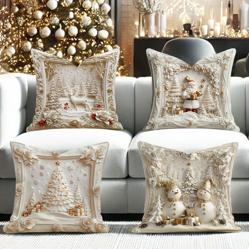 Nordzauber | Weihnachts-Kissenbezug | Weiß mit „Happy 2026“ Motiv | 45 × 45 cm | Festliche Deko für Sofa, Bett & Auto