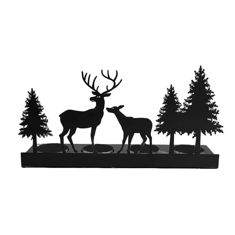 Silvanea Kerzenhalter | Kerzenhalter Hirsch & Bäume | Eisen Silhouette | Weihnachts- & Tischdeko | 3 Größen erhältlich