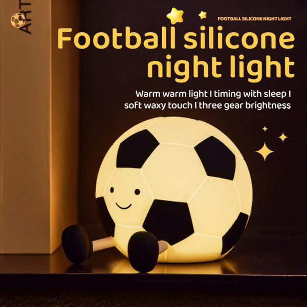 GoalGlow LED Nachtlicht | Fußball-Design | Weiches Silikon | Touch-Bedienung | USB-Wiederaufladbar | 12 × 12 × 12 cm