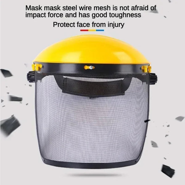 SafeCut Schutzhelm | Edelstahl-Gesichtsschutz für Garten & Bau | Vollmaske gegen Spritzer & Schläge | 39×20 cm