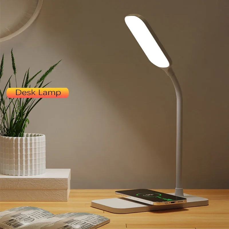 Velura LightDock LED Schreibtischlampe | Mit Wireless Charger & USB-Port | Touch-Dimmung & Augenschonend | Modern