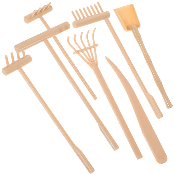 Mini-Zen-Garten Rechen-Set Sanuko ZenTools | 7-teiliges Set aus Kunststoff | Für Sandgärten, Dekoration & Achtsamkeit | 14 × 6,2 × 0,8 cm