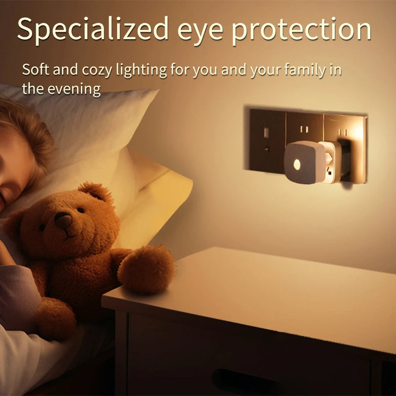 Nuvora Smart Sensor Nachtlicht | Mit Bewegungs- & Lichtsensor | 3 Lichtfarben | EU-Stecker | Energiesparend & Automatisch