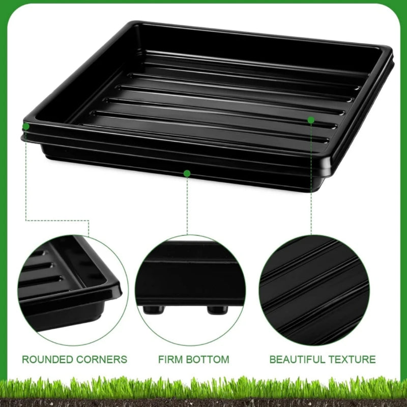 Plantivo Anzuchttabletts 6er-Set | 27×27 cm | Ohne Ablaufloch | Wiederverwendbar & Stapelbar