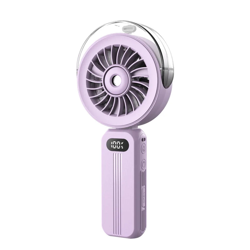 Mini-Ventilator Breezora Pro | Faltbar & Tragbar | Mit Sprühfunktion & USB-Aufladung | Für Hand, Tisch & Halsband