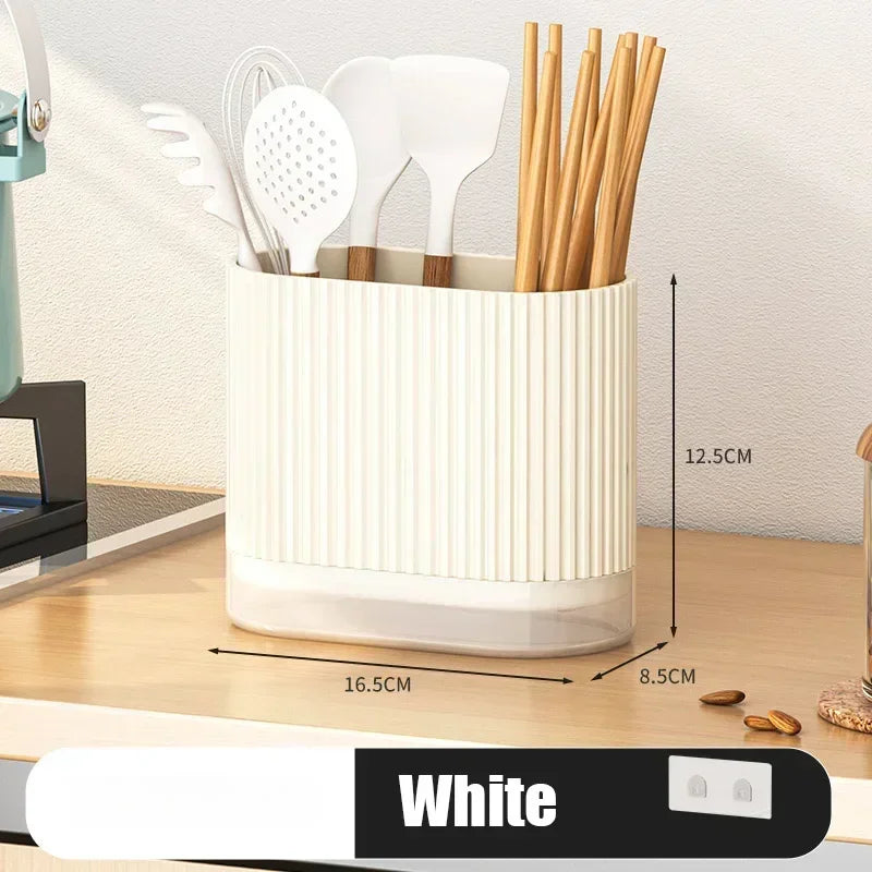 BesteckOrganizer Duo | Wandmontierbarer Besteckhalter | Ohne Bohren | Abtropffunktion | 16,5 × 8,5 × 12,5 cm