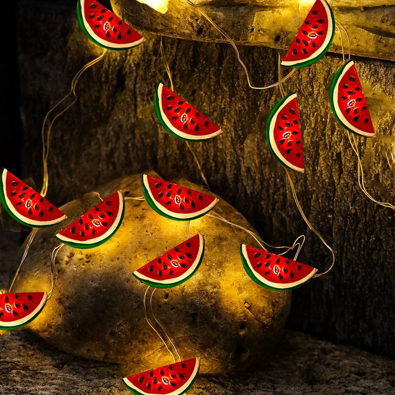 MelonGlow Wassermelonen Lichterkette | 20 LEDs | Batteriebetrieben & Bunt | 2 Meter | Sommer-Deko für Garten & Party
