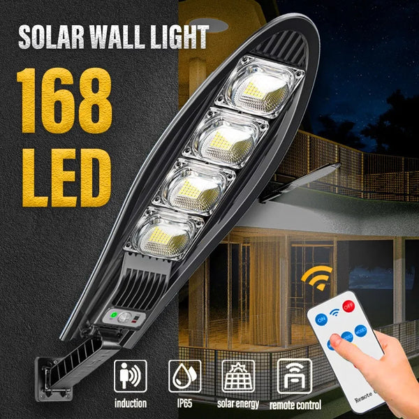 Lumorex Solar Wandleuchte mit Bewegungsmelder & Fernbedienung | 42–168 LEDs | IP65 Wasserdicht | 3 Modi