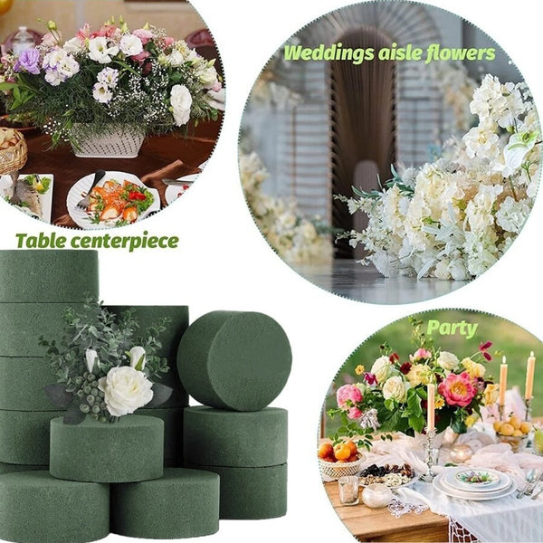 FLORACRAFT Trockensteckschaum Set | 10 Stück Runde Steckmasse | Für Kunstblumen & DIY-Gestecke – Grün