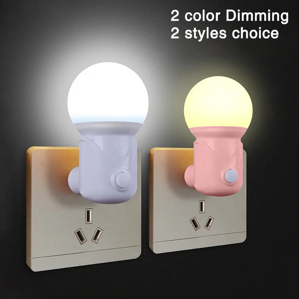 LumoEase LED-Nachtlicht mit EU-/US-Stecker | 2 Lichtfarben & Dimmfunktion | Augenschonend & Energiesparend | Für Schlafzimmer, Flur & Wohnzimmer