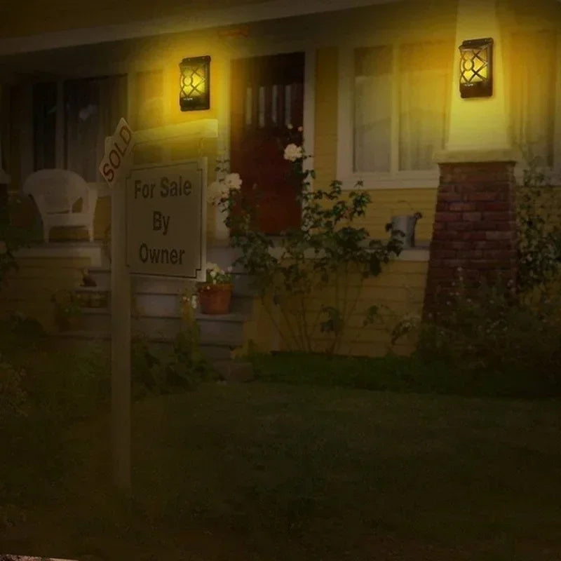 Solar-Fackel FlammaLuce | 96 LED Flammenlicht | IP65 Wasserdicht | Garten Wandlampe mit Gitterdesign