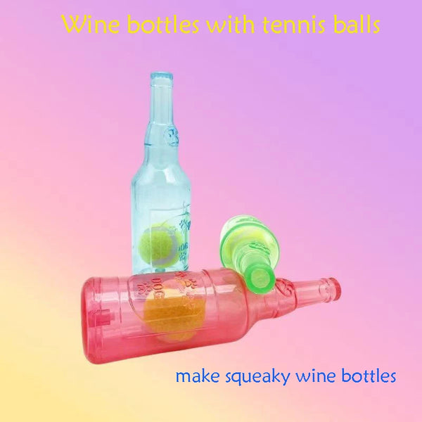 Hundespielzeug BounceBottle | Quietscht & Springt | TPR-Gummi mit Tennisball-Design | Für Kleine bis Große Hunde