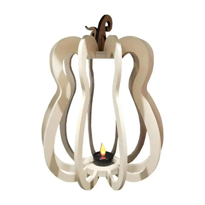 Kürbis Teelichthalter | Schmiedeeisen | Halloween Deko | Weiß & Gelb