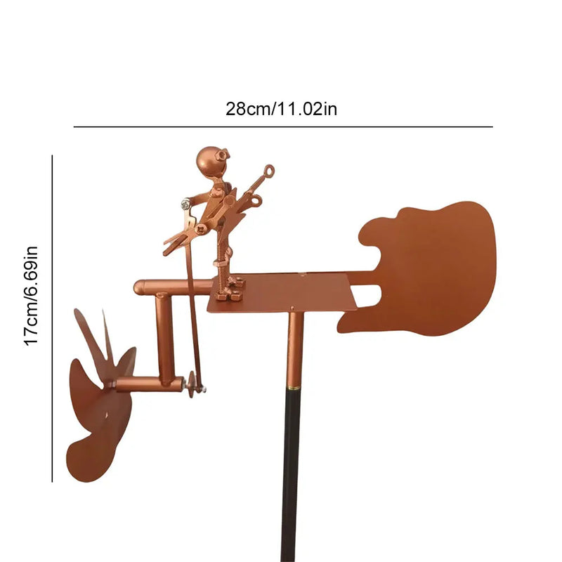 Rockvento Metall Windspiel Gitarre | Handgefertigte Windskulptur | Rock Deko für Garten & Terrasse | 28 × 17 cm