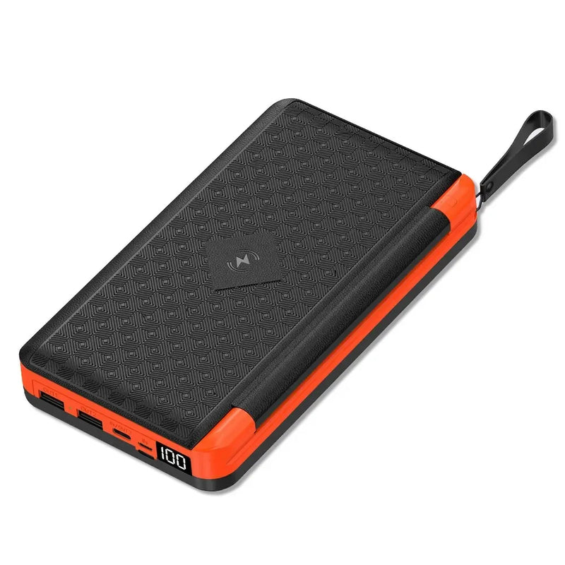 Solar Powerbank VoltMate Flip 15W | 10.000/20.000mAh | Kabelloses Qi-Laden | Solarpanel Klappbar | Wasserdicht & Stoßfest
