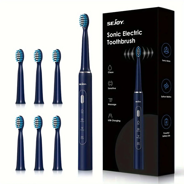Sonic Zahnbürste Dentexa Pulse | 30.000 Schwingungen | 3 Reinigungsmodi & 2-Minuten-Timer | Inkl. 7 Bürstenköpfe | 30 Tage Akku