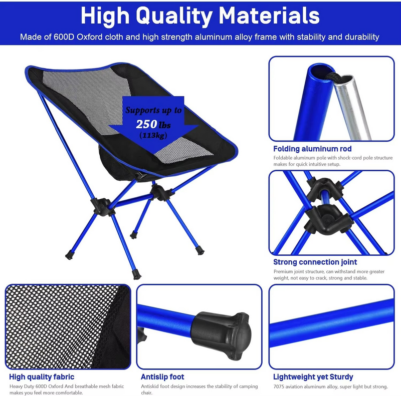 TrailEase Campingstuhl Ultraleicht | Faltbar & Belastbar bis 150 kg | Kompakt für Outdoor & Reisen | 53x10 cm