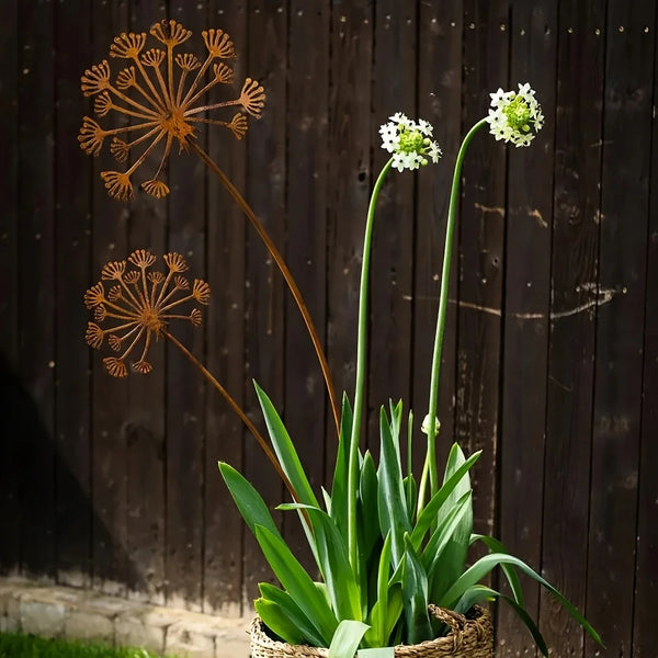 Florandis Metall-Gartenstecker Blume | Dekostecker für Balkon, Beet & Pflanzkübel | Wetterfest & detailreich