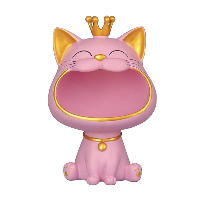 Dekofigur Nekomo CatCatch | Moderne Lucky-Cat Figur mit Aufbewahrungsschale | 18,5×16,5×27 cm | Wohnaccessoire & Geschenkidee