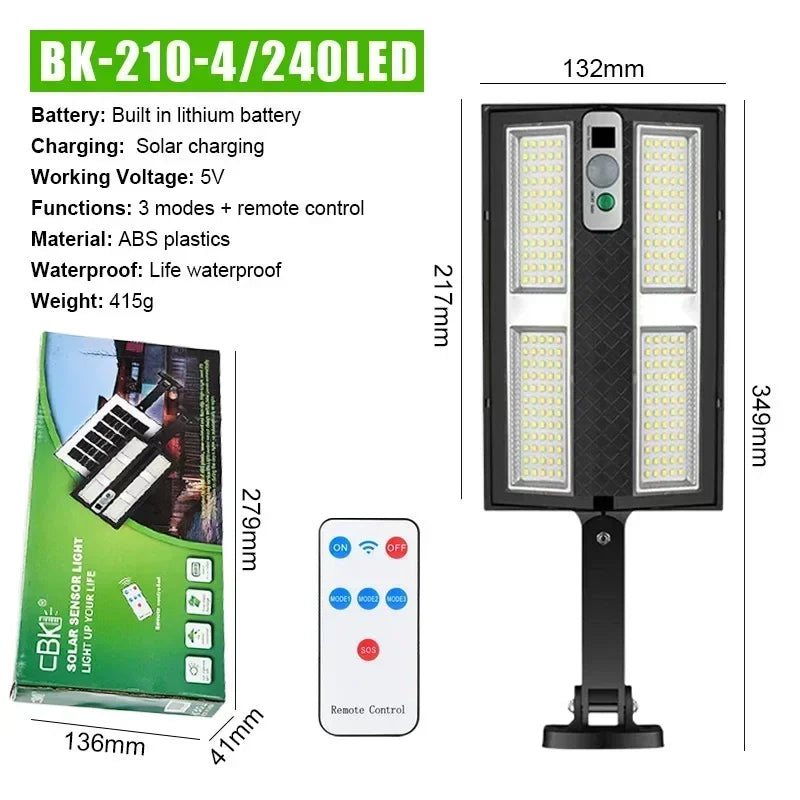 Solarex ProMotion 55 Solar-Wandleuchte mit Bewegungsmelder | 55 LEDs | IP65 Wasserdicht | Mit Fernbedienung & 3 Modi | 320° Abstrahlwinkel