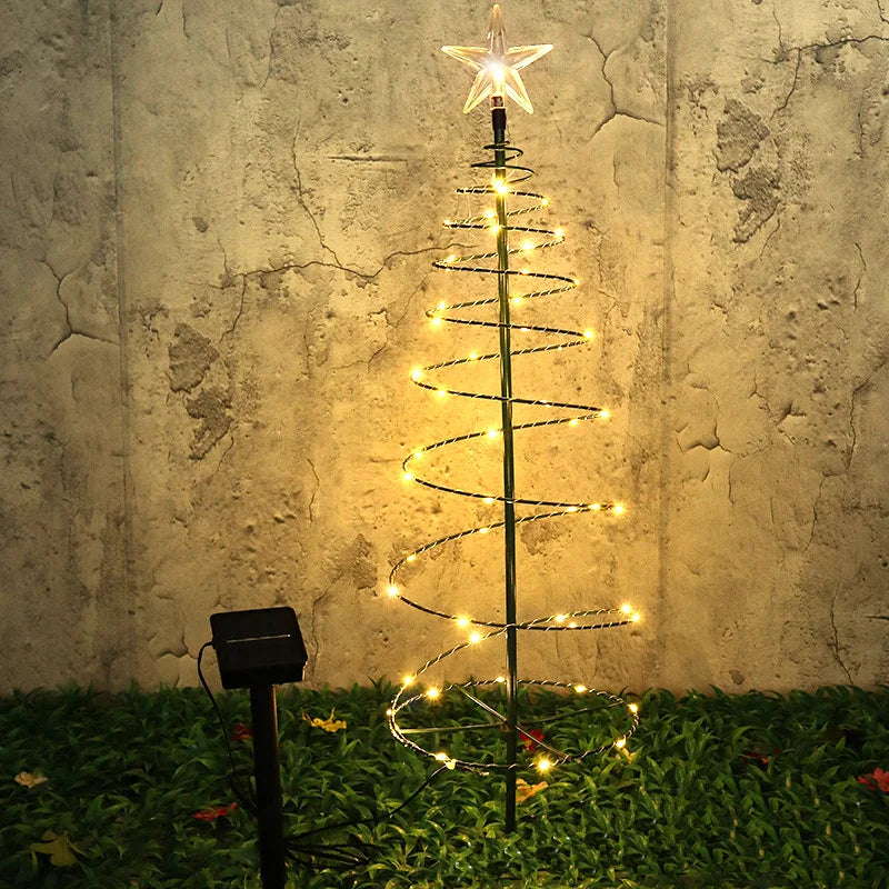 SoluxeTree Solar Weihnachtsbaum Lampe | LED Eisenkunst Deko | Warmweiß & Mehrfarbig | Wasserdicht & Automatisch gesteuert