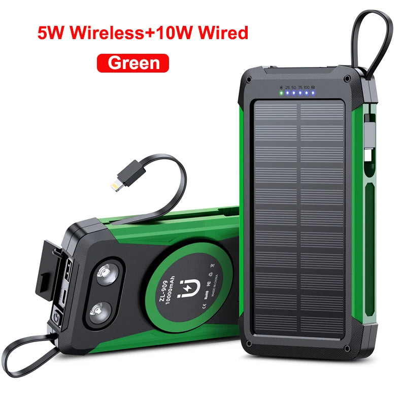 Voltaris MagCharge Solar Powerbank 10000mAh | Magnetisches Wireless Charging | 22,5W Schnellladefunktion | Mit Kabel & Taschenlampe | Für iPhone, Samsung & Co.