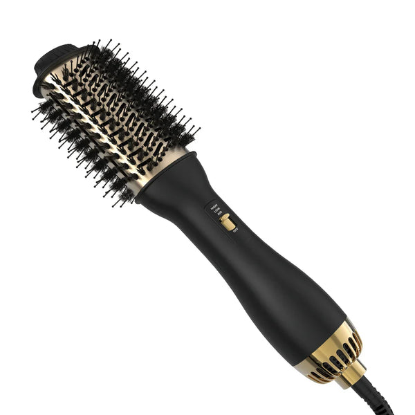 Warmluftbürste VoluShine 2.0 | Föhn & Lockenbürste in Einem | Schwarz-Gold | 32,1 cm